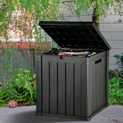 Uforic 51 Gallon Resin Deck Box ,Outdoor Storage Box with Side Handles for Patio Cushions, Garden Tools, Lockable Lid , Black
